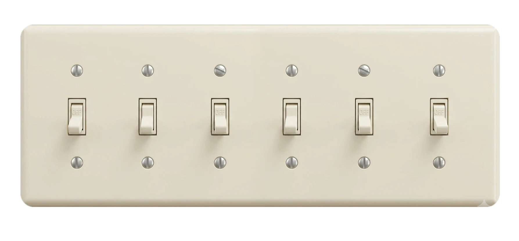 Six-gang toggle switch plate